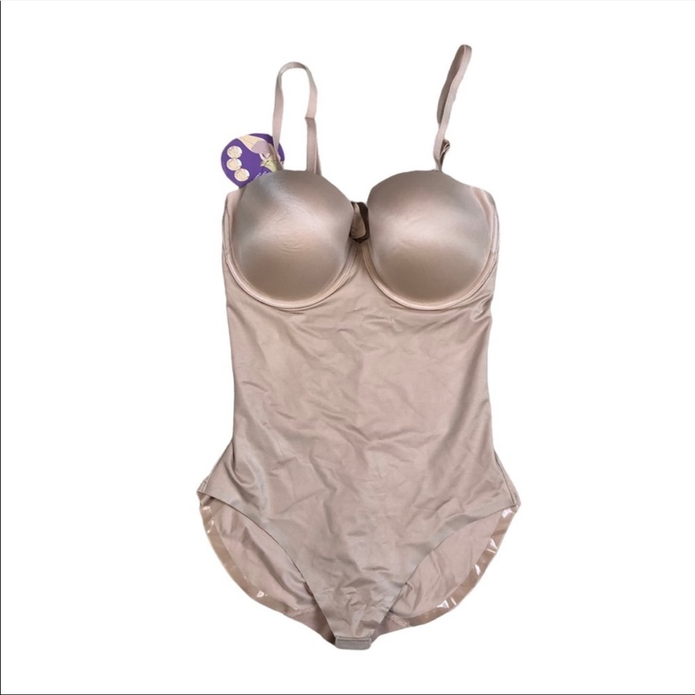 NEW SPANX Suit Your Fancy Strapless Cupped Panty Bodysuit XL Beige / Champagne